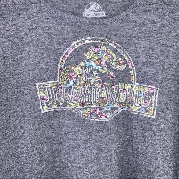 Jurassic World Shirt Palm Floral Pattern Short Sleeve Crewneck Pull Over Top - Picture 5 of 8